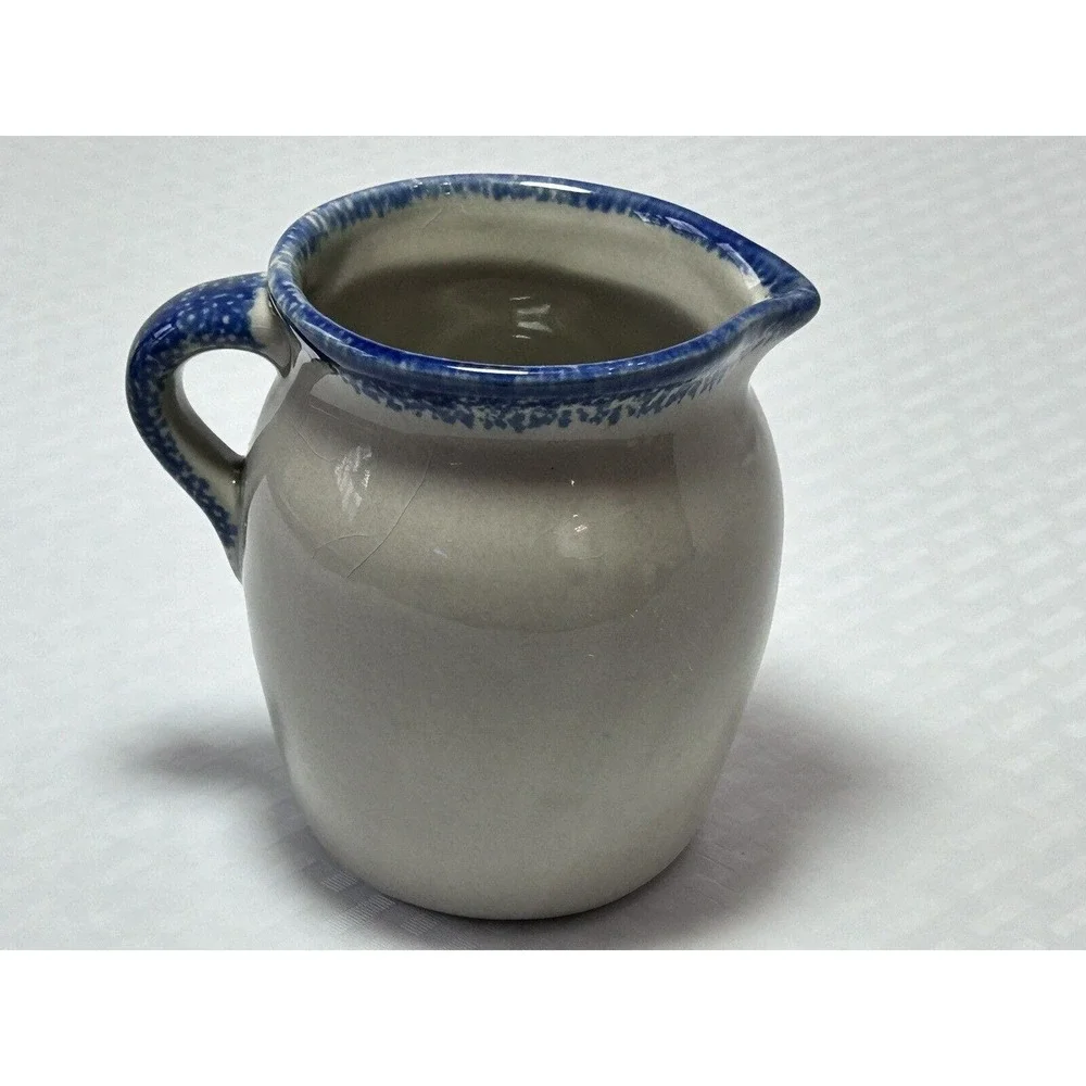 Loomco 4” sponge‎ ware pottery creamer pitcher